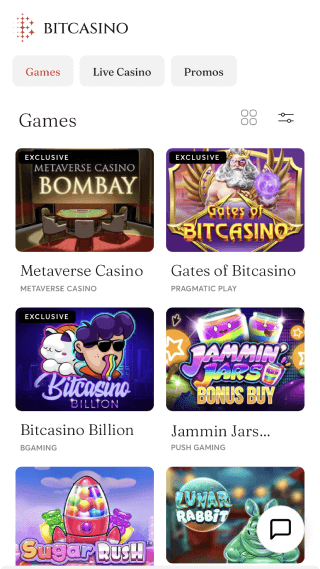 Bitcasino.io website screenshot mobile