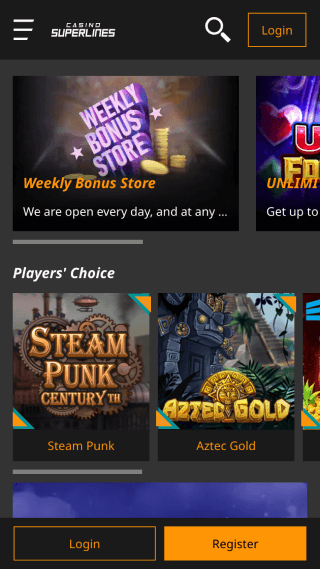 Casino Superlines website screenshot mobile