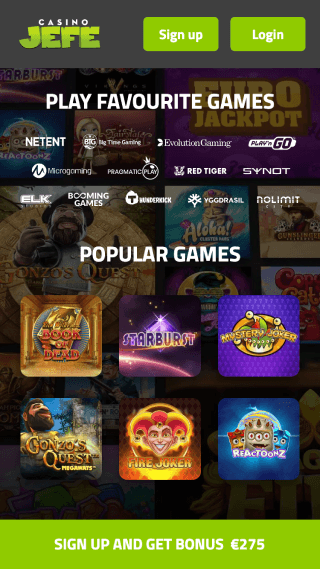 CasinoJEFE website screenshot mobile