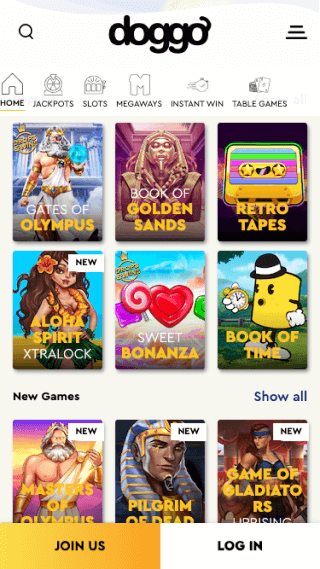 Doggo Casino website screenshot mobile