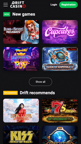 Drift Casino website screenshot mobile
