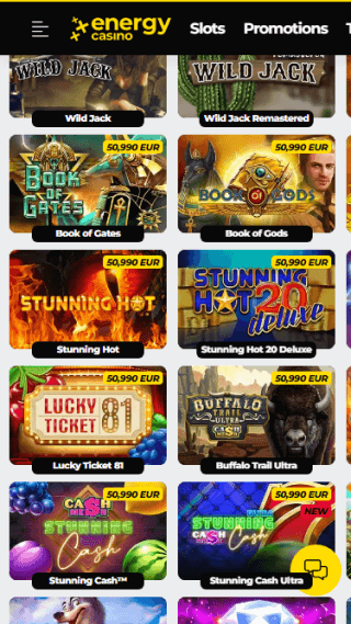 Energy Casino website screenshot mobile