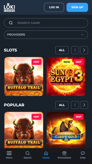 Loki Casino website screenshot mobile