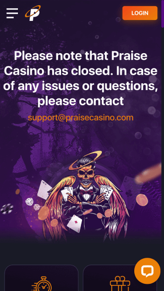 Praise Casino website screenshot mobile
