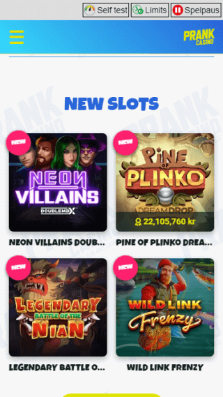 Prank Casino website screenshot mobile
