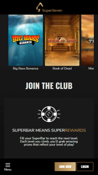 SuperSeven website screenshot mobile