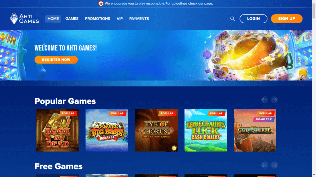 Ahti Games website screenshot desktop