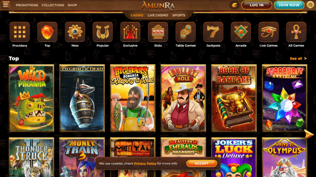 AmunRa website screenshot desktop