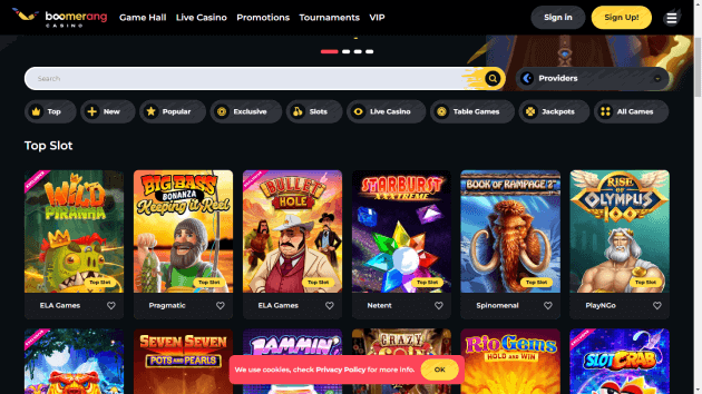 Boomerang website screenshot desktop