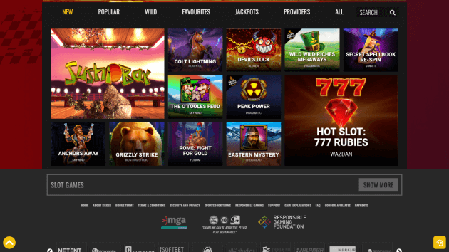 Casino Sieger website screenshot desktop