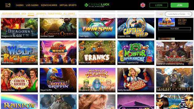 CasinoLuck website screenshot desktop