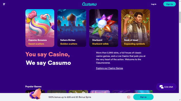 Casumo website screenshot desktop