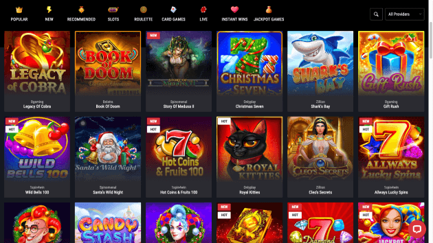Cobra Casino website screenshot desktop