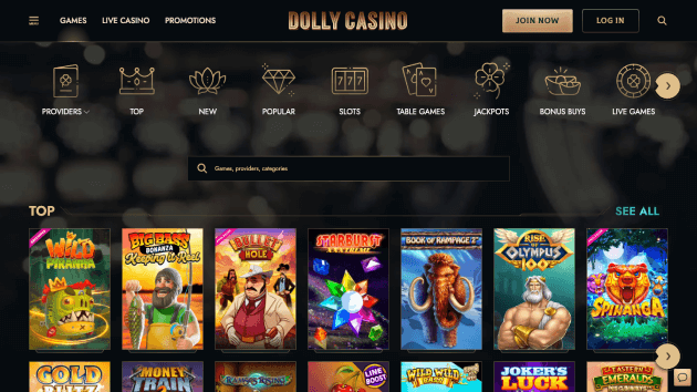 Dolly Casino website screenshot desktop