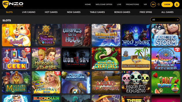 Enzo Casino website screenshot desktop