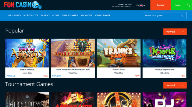 Fun Casino website screenshot desktop