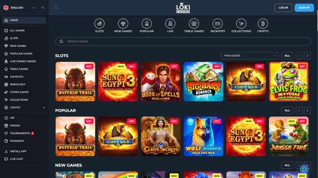 Loki Casino website screenshot desktop