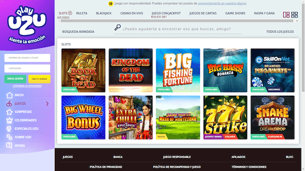 PlayUZU website screenshot desktop