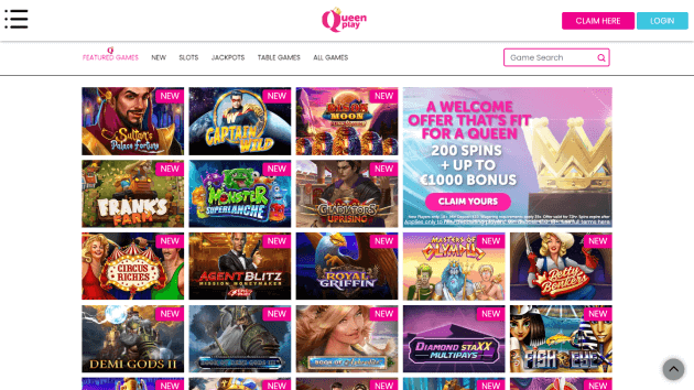 Queen Play website screenshot desktop
