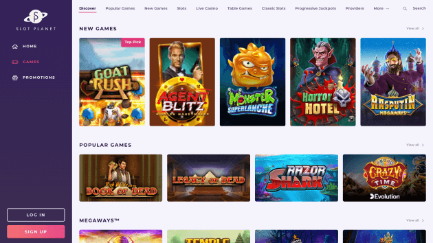 Slot Planet website screenshot desktop