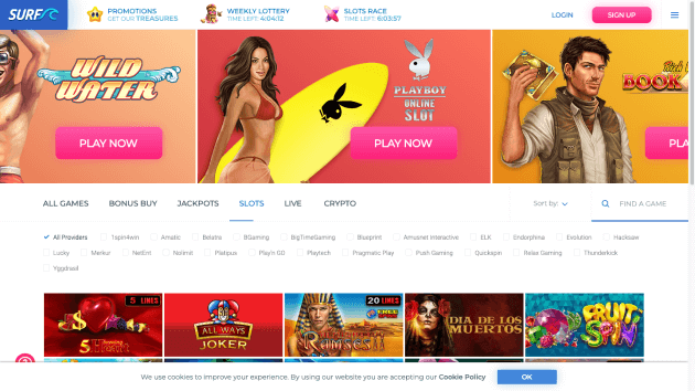 Surf Casino website screenshot desktop