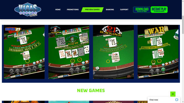 VegasCasino website screenshot desktop