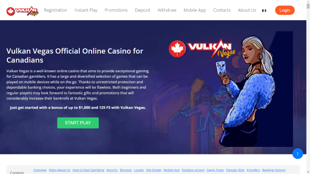 Vulkan Vegas website screenshot desktop
